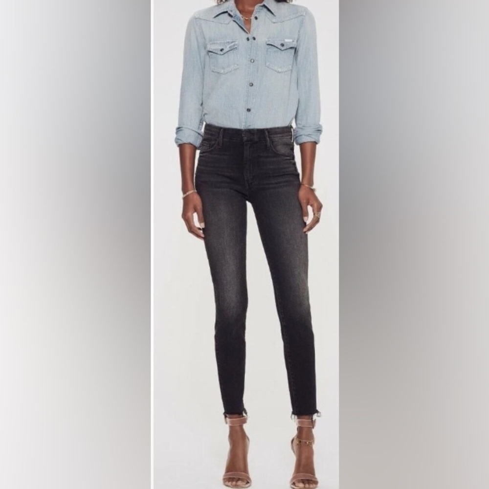 Mother Looker High Waisted Ankle Fray 28 Black Encounters At Night Stretch